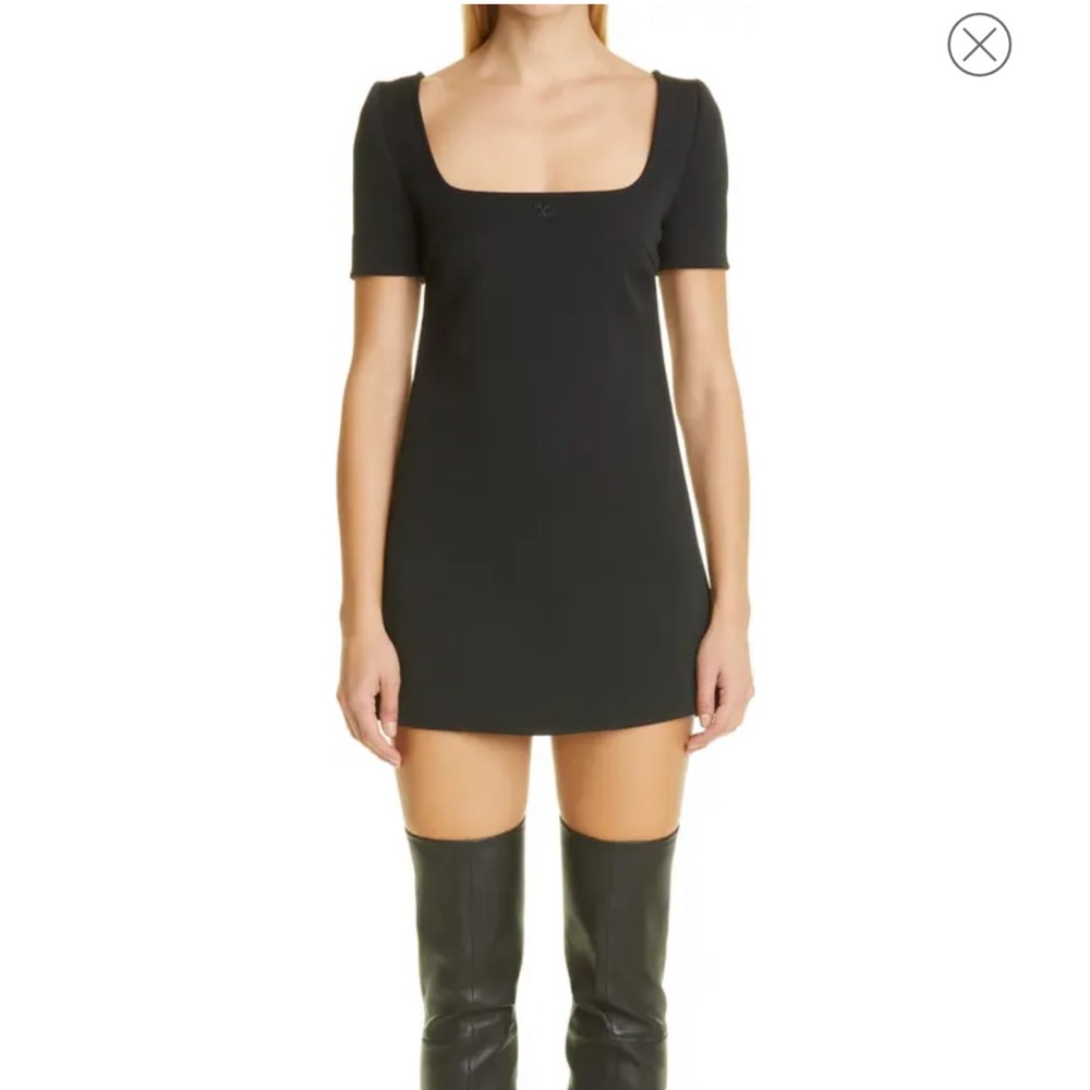 COURREGES Workwear Square Neck Cutout Minidress NWT Size 36